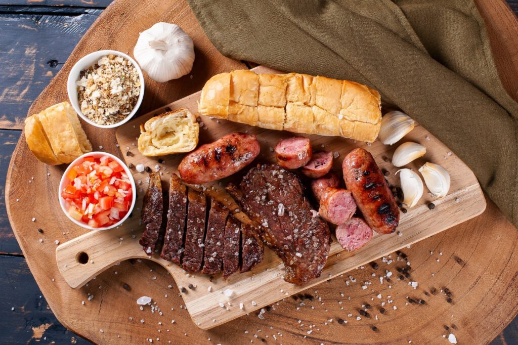 churrasco no espeto grelhado Stock Photo