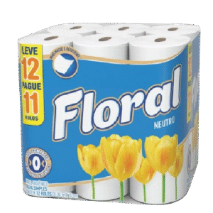 PAPEL HIGIÊNICO FLORAL FOLHA SIMPLES NEUTRO LEVE 12 PAGUE 11 30M