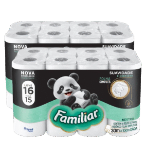 PAPEL HIGIÊNICO FAMILIAR FOLHA SIMPLES LEVE 16 PAGUE 15 30M