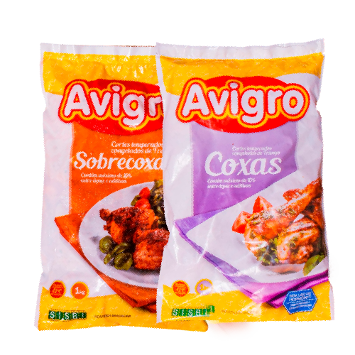 COXA/COXA C/SOBRECOXA/FRANGO À PASSARINHO/SOBRECOXA AVIGRO TEMPERADO CONGELADO PC 1KG