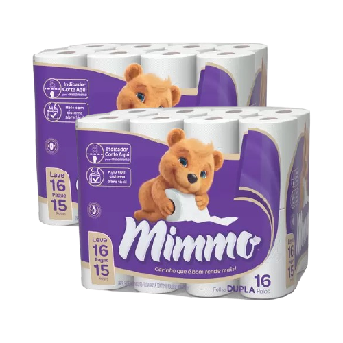 PAPEL HIGIÊNICO MIMMO FOLHA DUPLA NEUTRO LEVE 16 PAGUE 15 30M