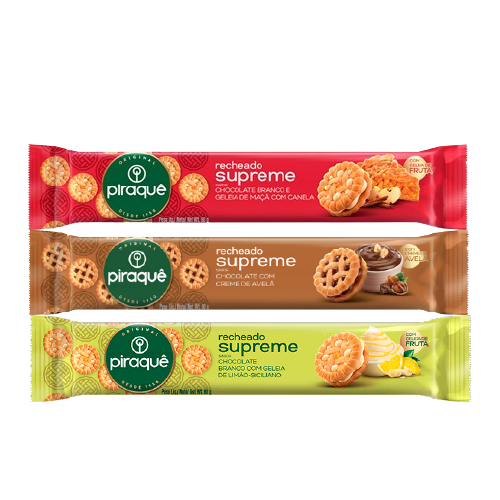 BISCOITO RECHEADO PIRAQUÊ SUPREME SABORES PC 80G