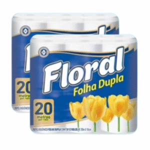 PAPEL HIGIÊNICO FLORAL FOLHA DUPLA NEUTRO 20M C/12UN