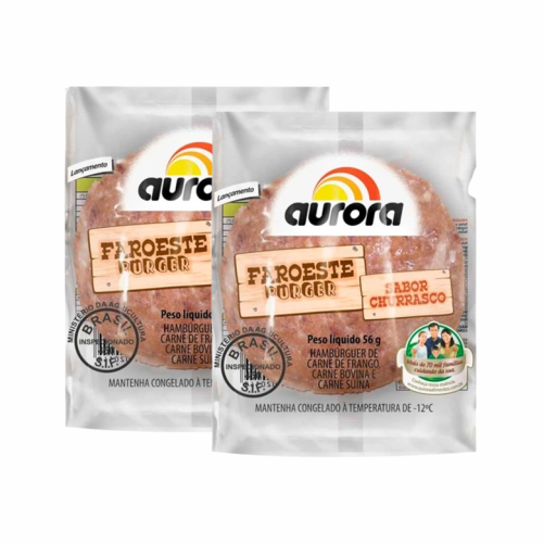 CARNE HAMBÚRGUER AURORA MISTO/FRANGO CONGELADO PC 56G